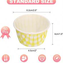 50pcs Cupcake Liners, Grease-Proof Baking Cups, Baking Muffin Cups, Full Grid Pattern Cupcake Paper Cups, Grease-Resistant Baking Cups, Heat-Resistant Cups, Baking Cups Suitable For Baking, Weddings, Birthday Parties - View 3