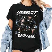 LNGSHOT Backseat T-Shirt, Lngshot 4shoboiz T-Shirt, Lngshot Moonwalk T-Shirt, Lngshot Kpop Members Ohyul, Ryul, Woojin, Louis T-Shirt - 黑色 - 查看 2