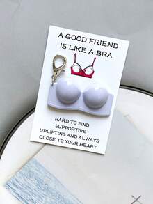 1/6件装趣味胸罩钥匙扣，内含“好朋友就像胸罩”口袋拥抱卡，树脂材质，独特鼓励卡，全年以有趣积极的方式传递快乐——生日、毕业、返校，以及送给闺蜜的独特鼓励卡——独一无二的礼物 - 彩色 - 查看 14