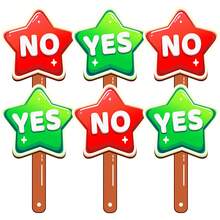 hoojojo 2/6个星形“是/否”手持投票牌，双面图案，教师课堂互动游戏道具 - 彩色 - 查看 11