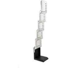 Estante plegable para revistas de alta resistencia para catálogo literatura folletos soporte de exhibición de aluminio portátil 5 bolsillos para ferias comerciales oficina - Negro y plateado - Ver 7