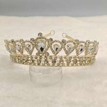 Corona princesa para peinado de fiesta o gala - Dorado - Ver 2