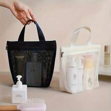 1pc Mesh Tote Bag, Hollow Out Design For Bathing, Washing, Travel, Swimming, Cosmetic Storage, Beach - Multicolor - View 7