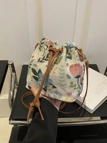 女士手提包，新款时尚印花水桶包，个性化户外休闲单肩斜挎包 - 彩色 - 查看 7
