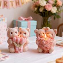 DIY Creative Bear Holding Flower Candle Mold, Silicone Mold For Birthday Party - Bear - View 5