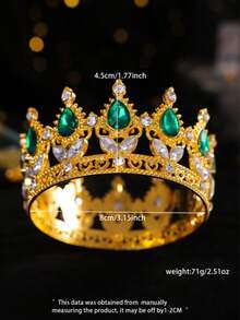 Elegant Gold-Tone Royal Style Sapphire-Look Crystal Crown - Suitable For Attending Balls - Multicolor - View 19