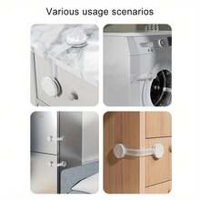 6pcs Transparent Cabinet Door Locks, Child Safety Locks Suitable For Refrigerator, Wardrobe, Drawers, No Tools Installation, Pinch-Proof Transparent Protection System, Home Baby Safety Drawer Locks - White - View 6