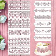 Cake Stencils Decorating For BaFKing - 12 Pcs Reusable Floral Border Stencils, Mexican Art Flower Lace Stencil, Buttercream Templates For Painting On Wood Crafts - Ornatecake - View 1