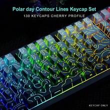 Polar Day Contour Line Keycap Set, Wooting, Minimalist Line Design, 130 Keys PBT Doubleshot Keycaps, Transparent Font And Line, Durable For 60/68/75/87/98/104/108 Keyboards - View 3
