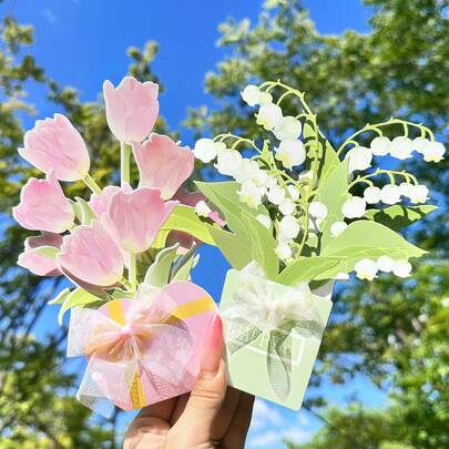 3D Flower Bouquet Pop Up Greeting Card With Envelope, Cute Floral Gift Card For Mother's Day, Birthday, Valentine's Day, Thank You & Friendship Gift, Handmade Style Flower Bouquet Card, Spring Flower Greeting Card For Mom, Best Friend, Wife, Girlfriend, Beautiful Pop Up Flower Card Decoration, Unique Gift Message Card For Women