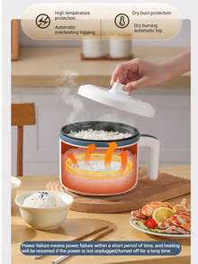 Olla eléctrica estándar de EE. UU. en stock, olla antiadherente, olla para derretir cera, olla eléctrica pequeña para estudiantes en dormitorio - Olla individual estándar de EE. UU. [mecánica] + vaporera (Bear) - Ver 6