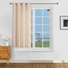 1pc/2pcs Light Filtering Curtains/Top Tie Solid Curtains/Light Balancing Filtering Sunlight Curtains, Multiple Sizes & Colors Available, Faux Linen Texture Suitable For Living Room, Bedroom, Kitchen, Home, Farmhouse, Rustic Decor, Beige Curtains - Beige - View 28