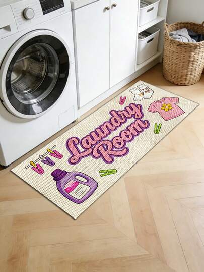 1 قطعة بساط مدخل من البوليستر غير قابل للانزلاق ومتين بطباعة حرفية باللون المشمشي، مناسب للمعيشة والنوم والحمام وديكور المنزل