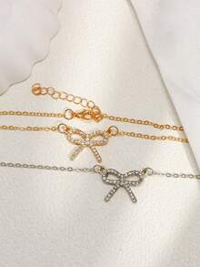 1 Piece Of Elegant And Exquisite Women's Bow Necklace With Butterfly And Inlaid Artificial Zirconia Design, Suitable For Women's Daily Wear, Festivals, Wedding Events And Gifts - Multicolor - View 3