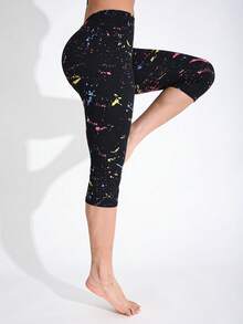 Quần legging thể thao nữ màu đen, kiểu dáng thường ngày, họa tiết loang màu sắc rực rỡ, co giãn, mềm mại và thoải mái, phù hợp cho tập thể dục, chạy bộ, nâng tạ, yoga, đi bộ ngoài trời, đi biển và đi nghỉ mát. - Nhiều màu - Xem 6