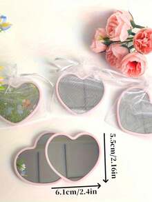 10个粉色极简心形化妆镜，轻巧便携，适合旅行、家居装饰、生日、新娘及伴娘派对礼物 - A - 查看 6
