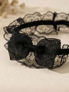 Black Lace Floral Bow Sexy Bridal Wedding Leg Chain - Black - View 4