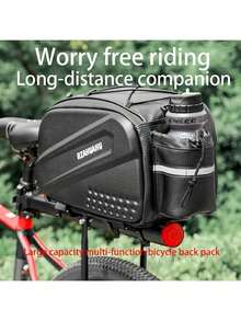 Waterproof Bicycle Rear Bag Hard Shell EVA Cycling Trunk, Large Capacity Bike Saddle Bag With Bottle Holder & Reflective Trim, Shoulder Strap For MTB Road Bicycle Commuter Travel - Multicolor - View 9