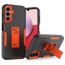 Custodia per telefono anti-caduta invisibile con supporto per Samsung S23FE S23 S22 S21FE - Nero + Arancione - Visualizzare 2