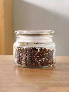 Glass Food Storage Container With Airtight Wooden Lid, Suitable For Home And Office Coffee Canister, Transparent Glass Jar For Tea Leaves, Coffee Beans, Nuts, Spices, Sugar, Overnight Oats, Grains, Rice, Candy And More - Clear - View 7