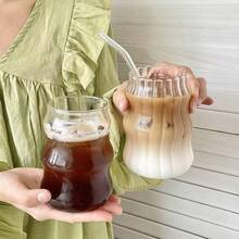 1/2/4件組 530ml 大容量玻璃咖啡杯，波浪紋飲用水杯，適用冰咖啡、茶、果汁與調酒，現代透明玻璃杯，適合夏季飲品、居家廚房、酒吧，送給女性的創意禮物 - 彩色 - 查看 9