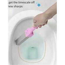 2支装火山石清洁刷，带手柄，强力去除水垢和钙沉积，适用于马桶、厨房水槽、烤架、浴缸，圣诞礼物，马桶刷 - 1 - 查看 2