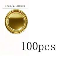 10/20/30/50/100 piezas Vajilla de papel dorado, platos para ensalada, platos de postre, platos desechables para fiestas, disponibles en tamaños de 7 pulgadas y 9 pulgadas, fácil de limpiar, adecuado para pasteles, postres, ensaladas, hamburguesas, sándwiches, aperitivos, frutas, fiestas de cumpleaños, bodas, campamentos al aire libre, Año Nuevo, Día de San Valentín - Dorado - Ver 23