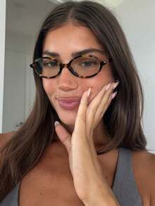 Turquoise Retro Small Frame Oval Women's Fashion Glasses, Reading School Reading Glasses, Black Glasses - Leopard Print Frame White Piece - View 7