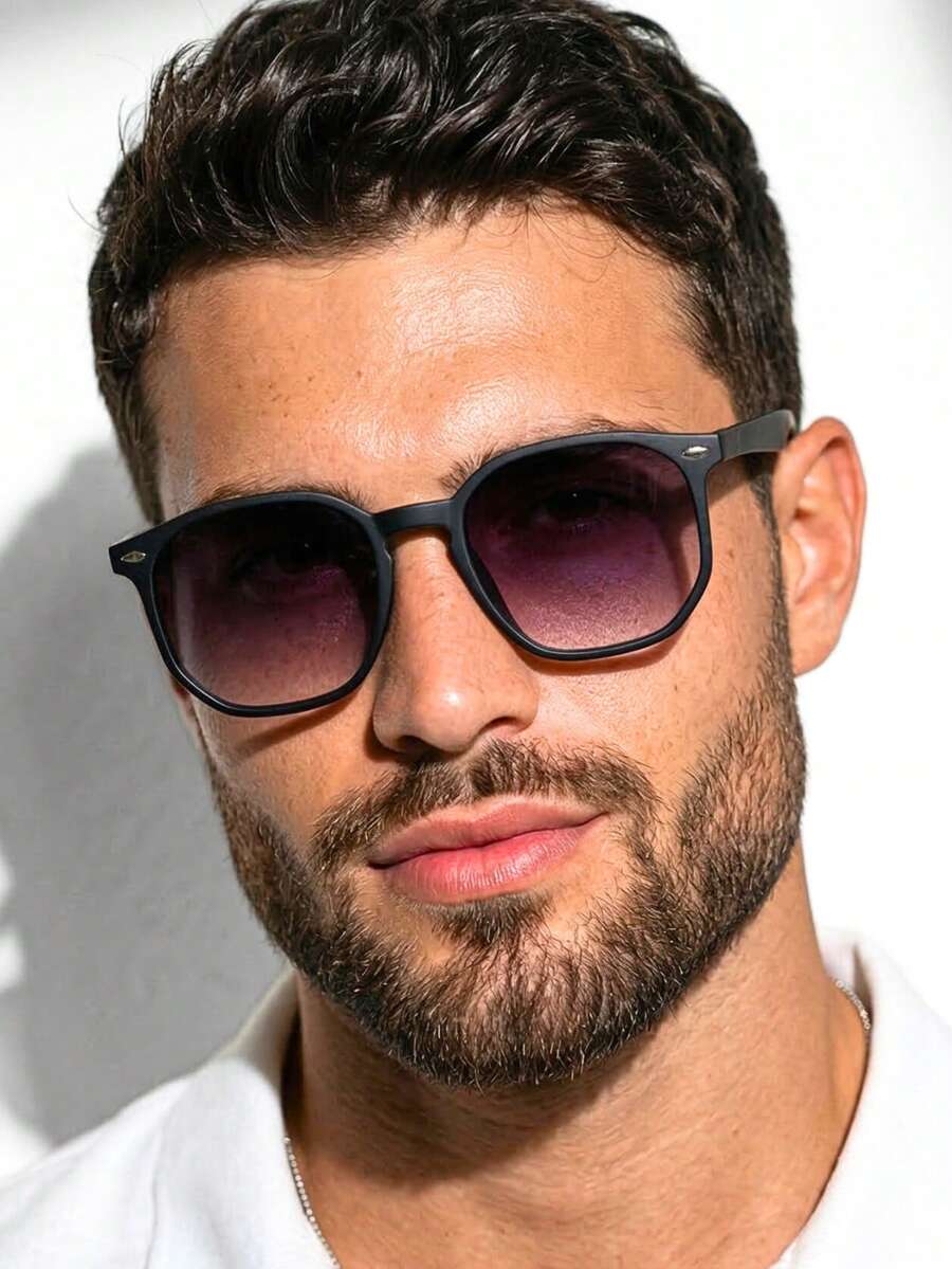 Hexagonal Premium Sunglasses Unisex UV400 Fashion Beach Summer Classic Style Modern Men Women - Độ dốc màu đen - Xem 1