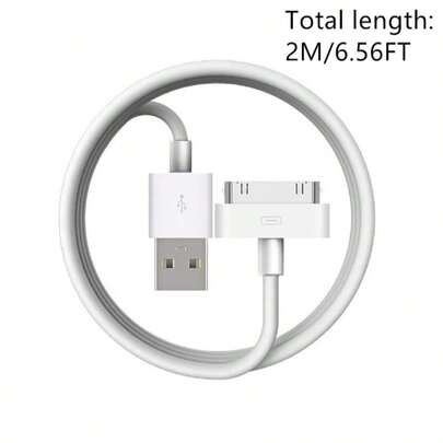 1 pieza Cable de carga y sincronización USB de 2 metros, compatible con iPhone 4 4s 3G 3GS 1 2 3 y iPod Touch Nano, color blanco