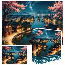 Bộ ghép hình 1000 mảnh - Thị trấn Sakura, Kích thước 70cm*50cm, Tranh phong cảnh sơn dầu, Giúp giảm căng thẳng cho người lớn, Nghệ thuật trang trí, Món quà hoàn hảo (Ngày Valentine, Sinh nhật) - Nhiều màu - Xem 12