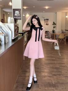 Women Short Dresses - Pink - View 2