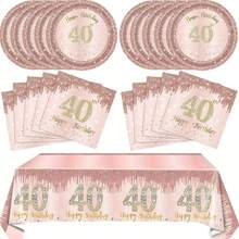 Set de vaisselle pour fête d'anniversaire, cadeaux de fête, décorations de fête de restaurant, vaisselle thématique pour repas de groupe - Multicolore - Voir 9
