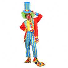 Children's Boy Girls Clown Costume Performance Dressed Up Birthday Party Cosplay Props Without Wig Shoes Nose - Black - View 3