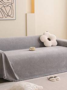 1件装简约雪尼尔沙发套，装饰性沙发保护套，家居装饰，宠物友好，透气，柔软舒适，防滑，防尘，防刮擦，四季皆宜，适用于卧室、客厅、书店、办公室、汽车、俱乐部、派对、1-4人沙发、L型沙发 - 灰色 - 查看 2