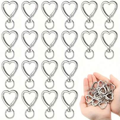 10/20pcs Heart Shape Key Ring, Durable Keychain & Bag Hanging Supplies