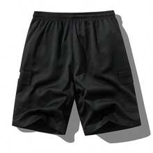 Men's Outdoor Cargo Shorts, Multi-Pocket Functional Sports Pants - Black - View 3