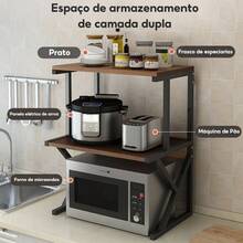 Extendable Microwave Shelf - 2/3 Levels, Sturdy X-Structure, Kitchen Organizer - 3層 - 查看 5