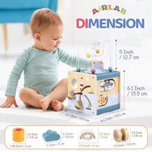 CdbdfsAirlab Wooden Activity Cube Montessori Toys For 1 Year Old Toddlers 12 Months + Toddler Learning Toys 1-3 Boys Girls Baby Sensory Interactive Birthday Giftfhrsdf - ActivityCubeOceanTheme - View 8