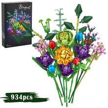XINGYA YOUPIN [Ship In 24h] 934pcs Building Block Flower Suit, Simulation Bouquet, Gift Home Ornaments, Splicing Simple Operation, Suitable For Birthday, Christmas, Halloween, Thanksgiving, New Year, Party Best Gift For Women / Girlfriend - Nhiều màu - Xem 7