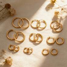 6pcs 304 Stainless Steel 18K Gold-Plated Multi-Size Round Ear Cuff Earrings DIY Charm Jewelry Earring Making Accessories Women's Stainless Steel Jewellery Earring Components - Earrings - View 7