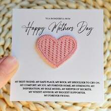 5pcs Pink Crochet Heart-Shaped Mother's Day Greeting Cards, Suitable For Gifting - Multicolor - View 12