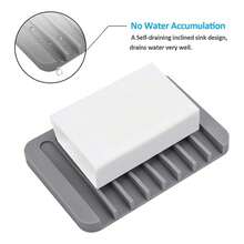Bộ 3 khay đựng xà phòng tự thoát nước, chất liệu silicon cao cấp, thích hợp cho vòi sen, phòng tắm, bồn rửa nhà bếp, giúp kéo dài tuổi thọ xà phòng, thiết kế thác nước tự thoát, chống trượt, dễ vệ sinh, tiết kiệm không gian, nhanh khô, đa chức năng và bền (Đen, Trắng, Xám) - Nhiều màu - Xem 5