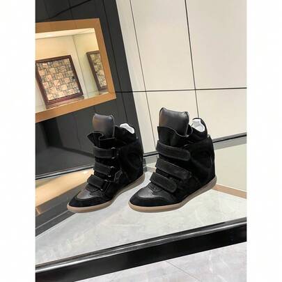 2026 NEW Women's Wedge Sneakers, Invisible Height Increase, High Top Genuine Leather, Casual Street Platform Shoes, Color Matching Sneakers For Women, Fashion, Comfortable, Lightweight, Breathable, Durable, Non-Slip, Ideal For Walking, Running And Everyday Wear.