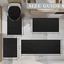 1/3pcs Set Linen-Like Anti-Slip Absorbent Bath Mat, Silica Gel Vintage Pattern Bathroom Mat, U-Shaped Toilet Rug, Washroom Sink Foot Pad, High Quality Thick 6.3mm - Right-angled Square - Black - View 3