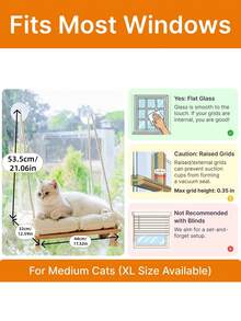 猫咪窗台栖架，配有工业级吸盘 - 实心松木吊床式猫窝，柔软垫子 - 承重42磅，适合室内猫咪 - 普通松木款1PC-均碼 - 查看 2