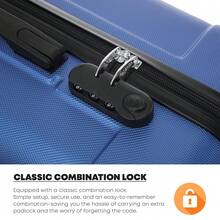 YONSLY 4-Piece Wheeled Suitcase Set With 360° Wheels, Combination Lock, Robust Double Zipper, Mesh Pocket, Soft Rubber Handle, 16/20/24/28 Inch Trolley Suitcase, Hard Shell Carry-On Luggage Set (4-Piece Set, S, M, L & XL) - 寶藍色 - 查看 3