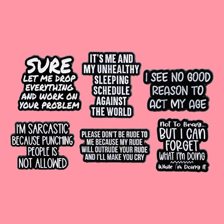 Pines de solapa con citas "NO VEO NADA BUENO" Broche de frase negra divertida Insignia para mochila, ropa, accesorios de moda, joyas, regalos para amigos - Negro - Añade 1