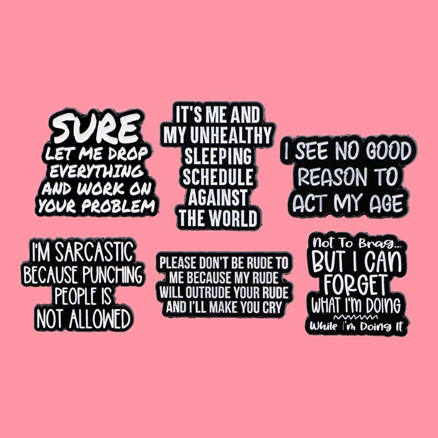 “我看不到任何好处”珐琅徽章，趣味黑色短语胸针翻领别针徽章，可别在背包、服装配饰、时尚珠宝或作为朋友礼物 - 黑色 - 查看 1