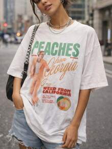 Justin Biebe Peaches From Georgia  Tour Graphic Tee Size - trắng - Xem 1